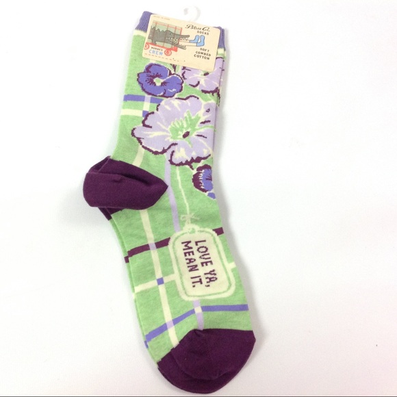 Blue Q Accessories - Blue Q Love Ya Mean It Crew Socks 5-10 Blue Q Accessories - Blue Q Love Ya Mean It Crew Socks 5-10